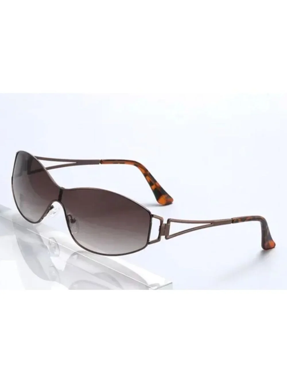 Retro Unisex Bronze Metal Frame Brown Lens Sunglasses W/ Tortoise Shell Temples